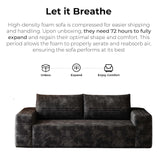 63" Cloud Loveseat Sofa, Modern Corduroy Boneless Couch with Deep Seat Memory Foam, Comfy 2 Seater Foam Floor Couches for Living Room Bedroom Apartment, No Assembly Required (Black, 63"+2 Seaters) YskdhfczQ