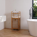 Baveke Laundry Hamper with 2-Tier Shelves & Tilt Out Basket, Laundry Baskets Organizer Hampers Bathroom Storage Shelf for Laundry Room, Bathroom, Nursery, Bedroom (Small - 15.75 in) Baveke