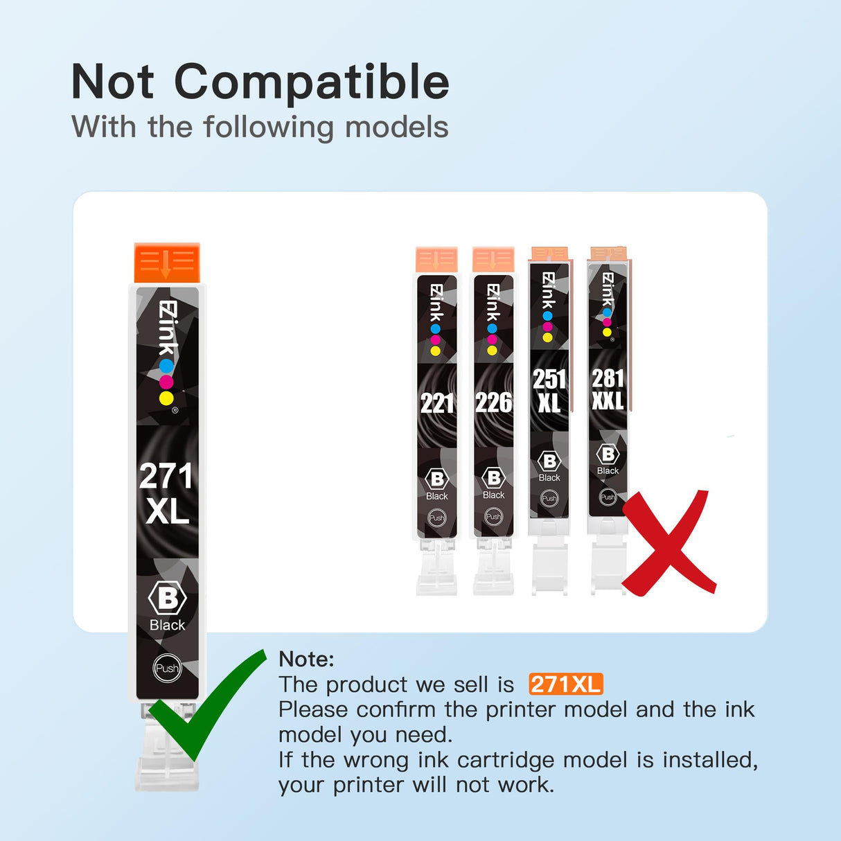 E-Z Ink Compatible Ink Cartridge Replacement for Canon PGI-270XL CLI-271XL PGI270 XL CLI271 XL to use with MG6820 MG5720 MG7720 (1 Large Black,1 Small Black,1 Cyan,1 Magenta,1 Yellow) 5 Pack E-Z Ink