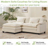 Oprisen 86" Modular Sectional Sofa, Comfy Cloud Couch Sectional Sofa with Ottoman, Chenille Sofa Sleeper Deep Seat Sofa with Throw Pillows for Living Room (Beige White, 86"- L Shape) Oprisen