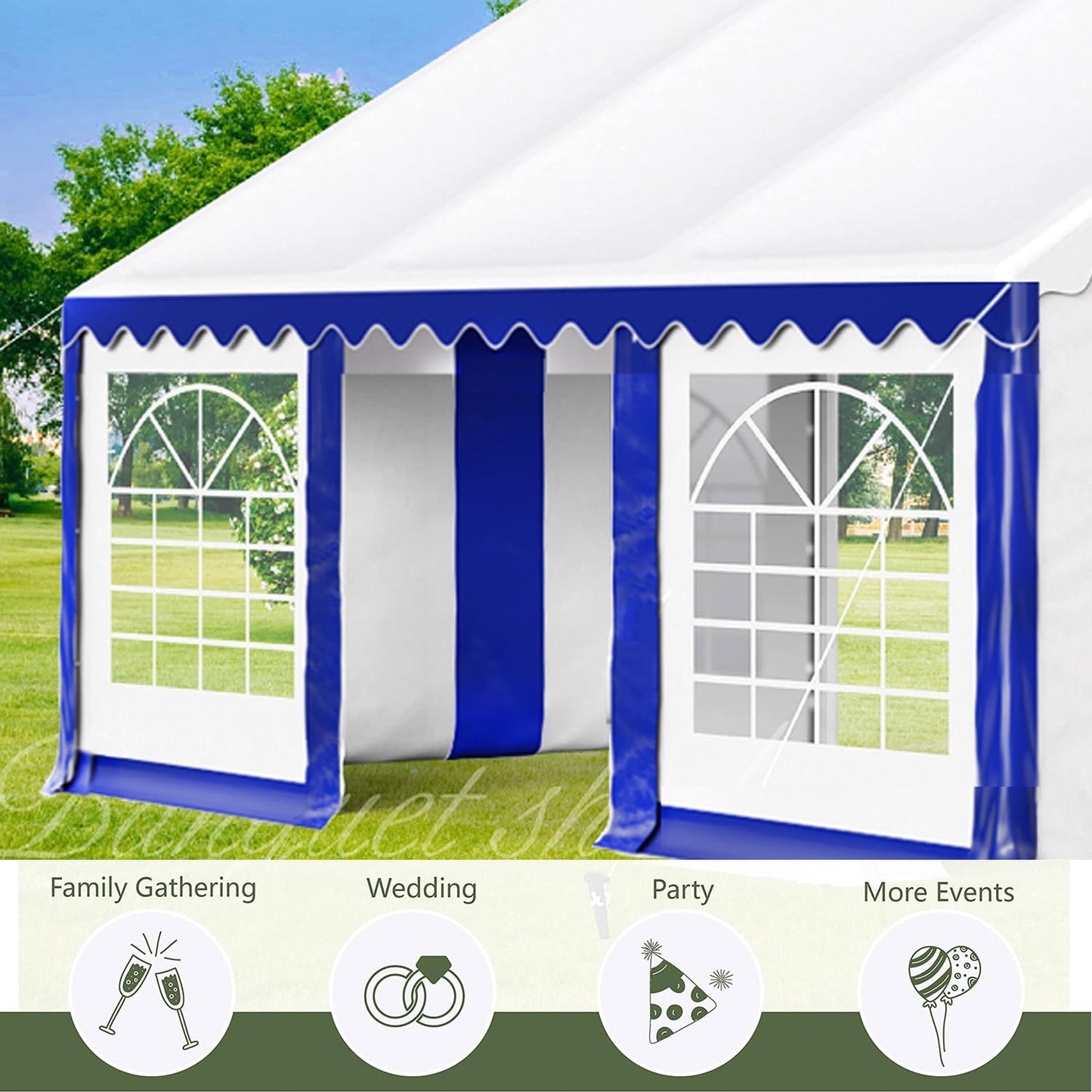 MFSTUDIO 16'x20' Party Tent, Outdoor Heavy Duty Party Tents with Removable Sidewalls, Large Canopy Tent Shelter for Outdoor Events Wedding Birthday, Blue