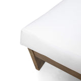 Great Deal Furniture Kaitlyn Outdoor Acacia Wood Loveseat with Cushions, Teak and White GDFStudio