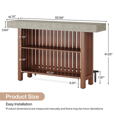 Tribesigns 63-Inch Large Home Bar Unit, 2-Tier Kitchen Island Mini Bar Height Pub Table with Footrest, Modern Coffee Bar Cabinet for Dining Room, Bistro, Living Room Tribesigns