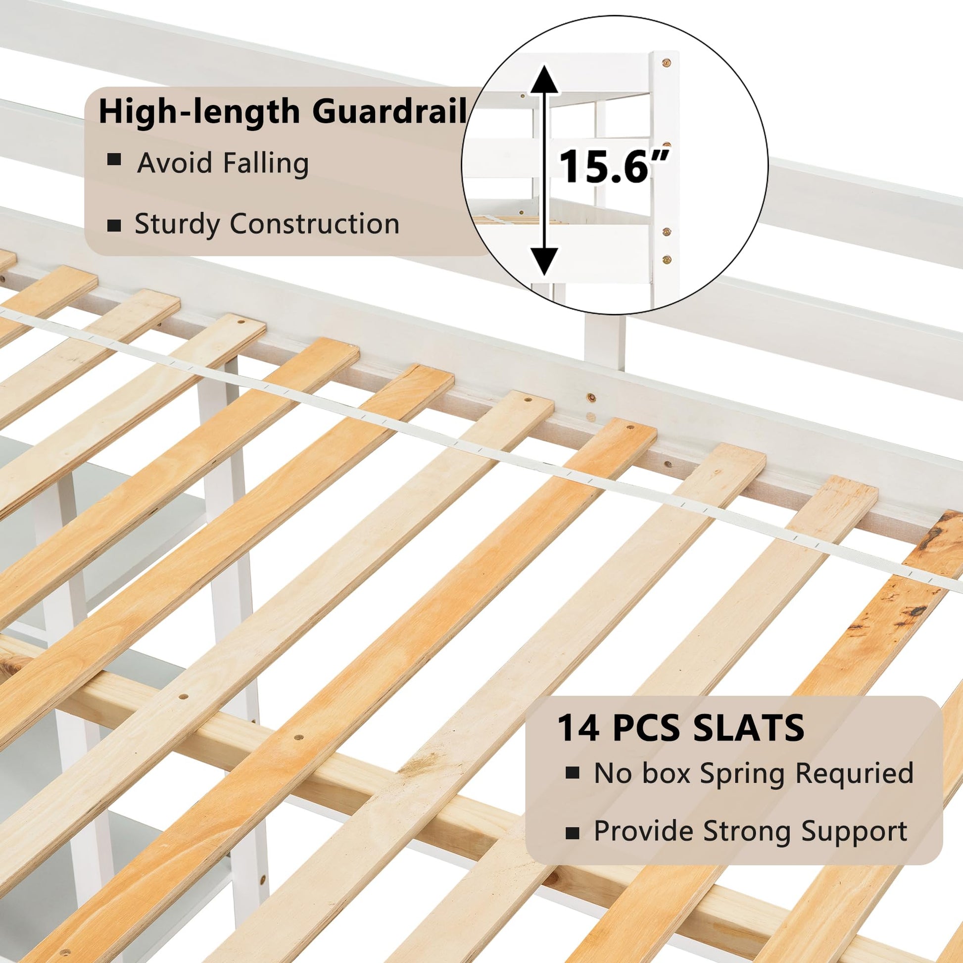 Bellemave White Full Size Loft Bed with Desk and Storage Shelves for Kids - WoodArtSupply