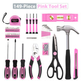 KingTool 149-Piece Pink Tool Kit - Basic Home Repair Tool Set, Small Tool Kit with Plastic Toolbox, Perfect for Women, Office & College Repairs KingTool