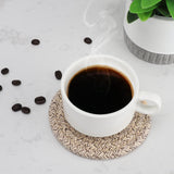 ABenkle 8 Pcs Drink Coasters with Holder, Cotton Woven Absorbent Coasters for Drinks, Minimalist Home Decor Coaster Set for Wooden Tabletop Protection Table, 4 inches Mixed Brown ABenkle