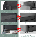 STHOUYN 3 Piece Living Room Furniture Sets, 3 Seat Couch and Loveseat with 2 USB, Single Sofa Accent Chair, Modern Small Couches for Small Spaces, Bedroom, Apartment (Dark Grey) STHOUYN