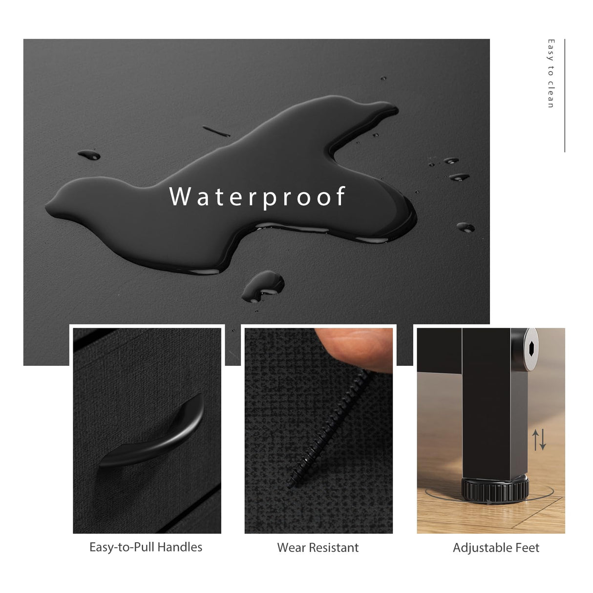 Sweetcrispy Dresser, Tall Dresser for Bedroom, Drawer Dresser Organizer Storage Drawers with 10 Drawers, Chest of Drawers with Fabric Bin, Steel Frame, Wood Top for Bedroom, Closet, Entryway Sweetcrispy