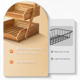 Merysen 3 Tier Wooden Fruit Basket For Kitchen, Bread Vegetable Fruit Basket Bowl Stand, Farmhouse Fruit Bowl for Countertop, Large Merysen