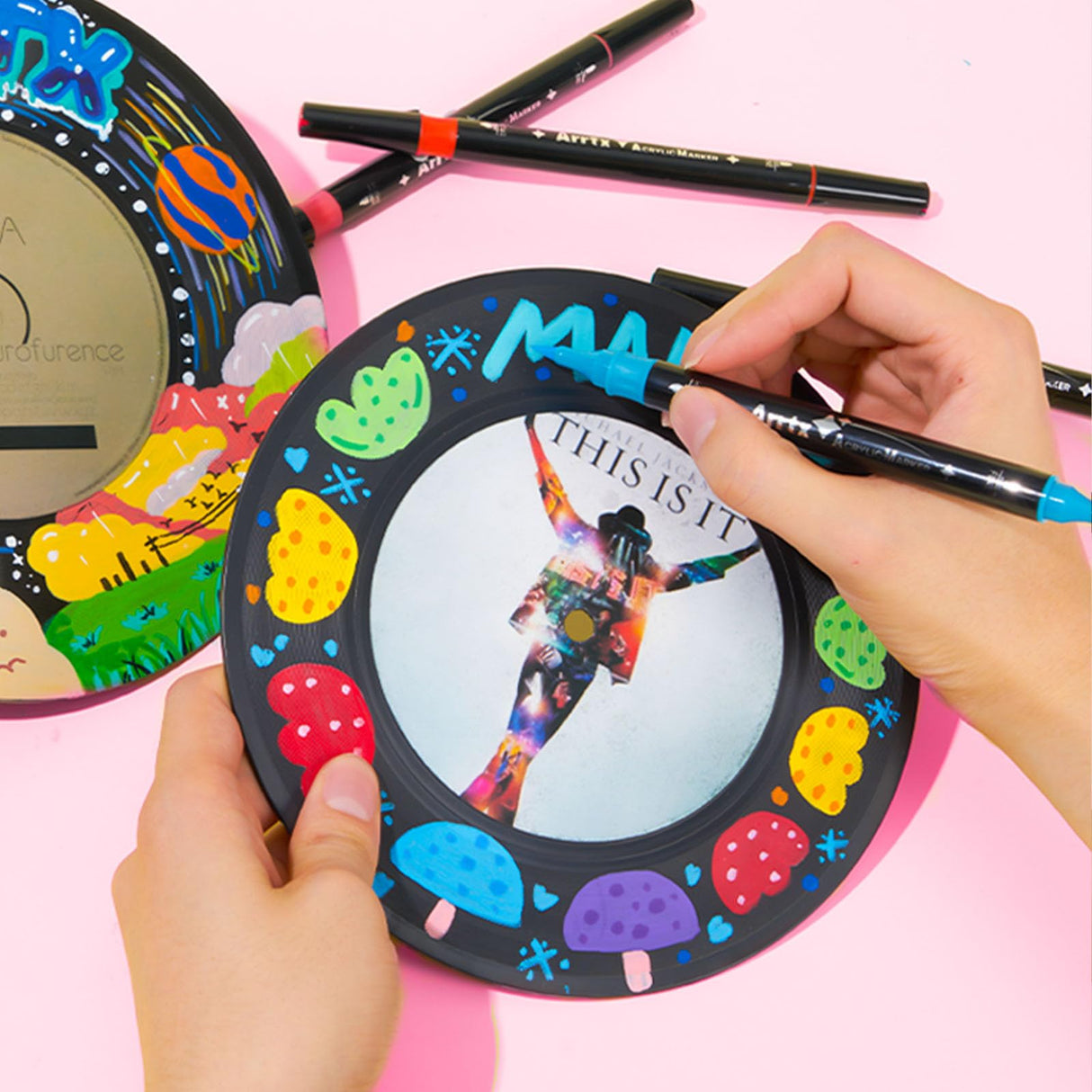 Arrtx Acrylic Paint Markers 64 Colors, Dual Tip Acrylic Paint Pens with Fine Tip and Brush Tip, Art Supplies for Rock Painting, Wood, Ceramic, Fabric, Glass, Card Making, DIY Crafts Arrtx