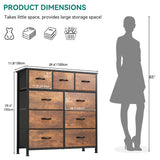 YITAHOME Dresser with 9 Drawers - Fabric Storage Tower, Organizer Unit for Living Room, Hallway - Sturdy Steel Frame, Wooden Top & Easy Pull Fabric Bins YITAHOME