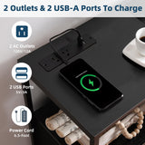 Somdot Black Nightstand with Charging Station and LED Light, Wide 5 Drawers Dresser for Bedroom with Fabric Bins and Open Shelf for Bedroom Kids Closet Dorm Guest Room, Black Somdot