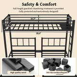 HKOLIE Heavy Duty Triple Bunk Bed for 3, Twin Over Twin Over Twins with Guardrails and Ladder, Metal Bunk Bed, 3 Bed Teens and Adults, No Box Spring Needed (Black) HKOLIE