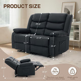 Korser Loveseat Recliner Sofa for RV Furniture and Theater Seating, Wall Hugger Loveseat Recliner, Oversized Loveseats Couch with Front Porckets&Side Pockets, Fabric, Black Korser
