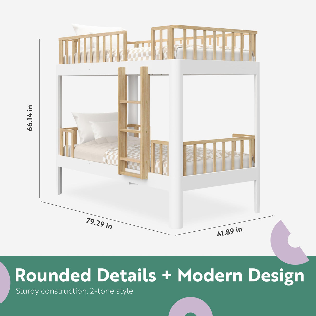 Storkcraft Next Santos Twin-Over-Twin 5-in-1 Convertible Bunk Bed (White with Natural) STORKCRAFT