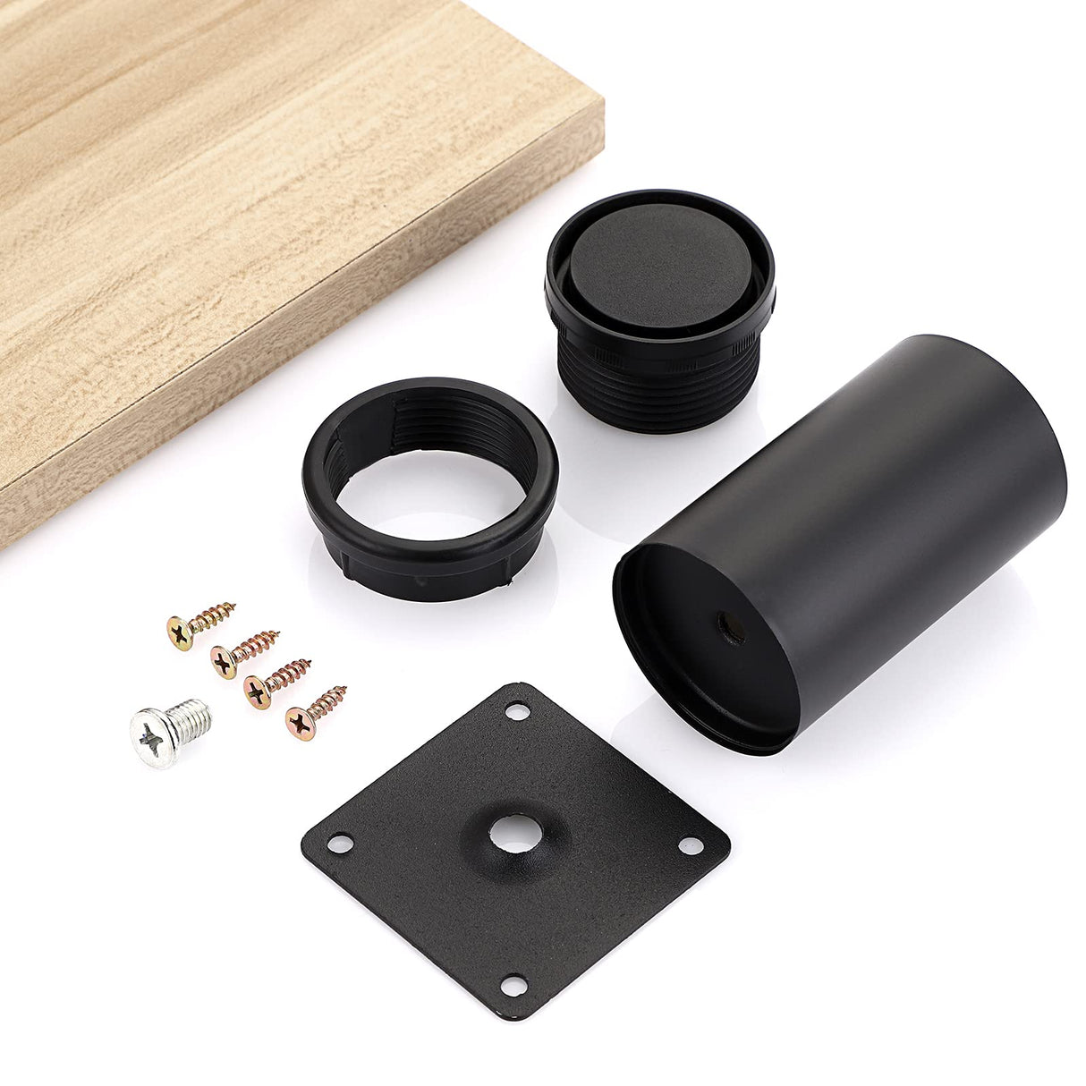 OwnMy 4PCS 4 Inch Stainless Steel Furniture Legs Feets Metal Cabinet Legs, Adjustable Round Metal Furniture Replacement Legs Corner Feets Heavy Duty Table Leg Extenders for Sofa Couch Chair OwnMy