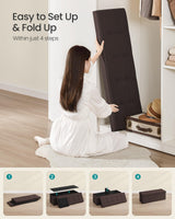 SONGMICS MAZIE Collection - 43 Inches Folding Storage Ottoman Bench, Ottoman Foot Rest, End of Bed Bench, Storage Chest, Load 660 lb, for Living Room, Bedroom, Entryway, Brown ULSF77BR SONGMICS