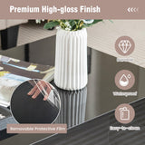 Giantex Modern LED Coffee Table - 2-Tier Center Table w/ 2 Storage Drawers, Adjustable Brightness & Speed, 20-Color Light, 43.5''L Rectangular High-Gloss Finished Table for Living Room (Black) Giantex