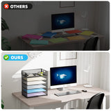 Marbrasse 6 Tier Paper Organizer Letter Tray - Mesh Desk File Organizer with Handle, Paper Sorter Organizer for Letter/A4 Office File Folder Holder - Black Marbrasse