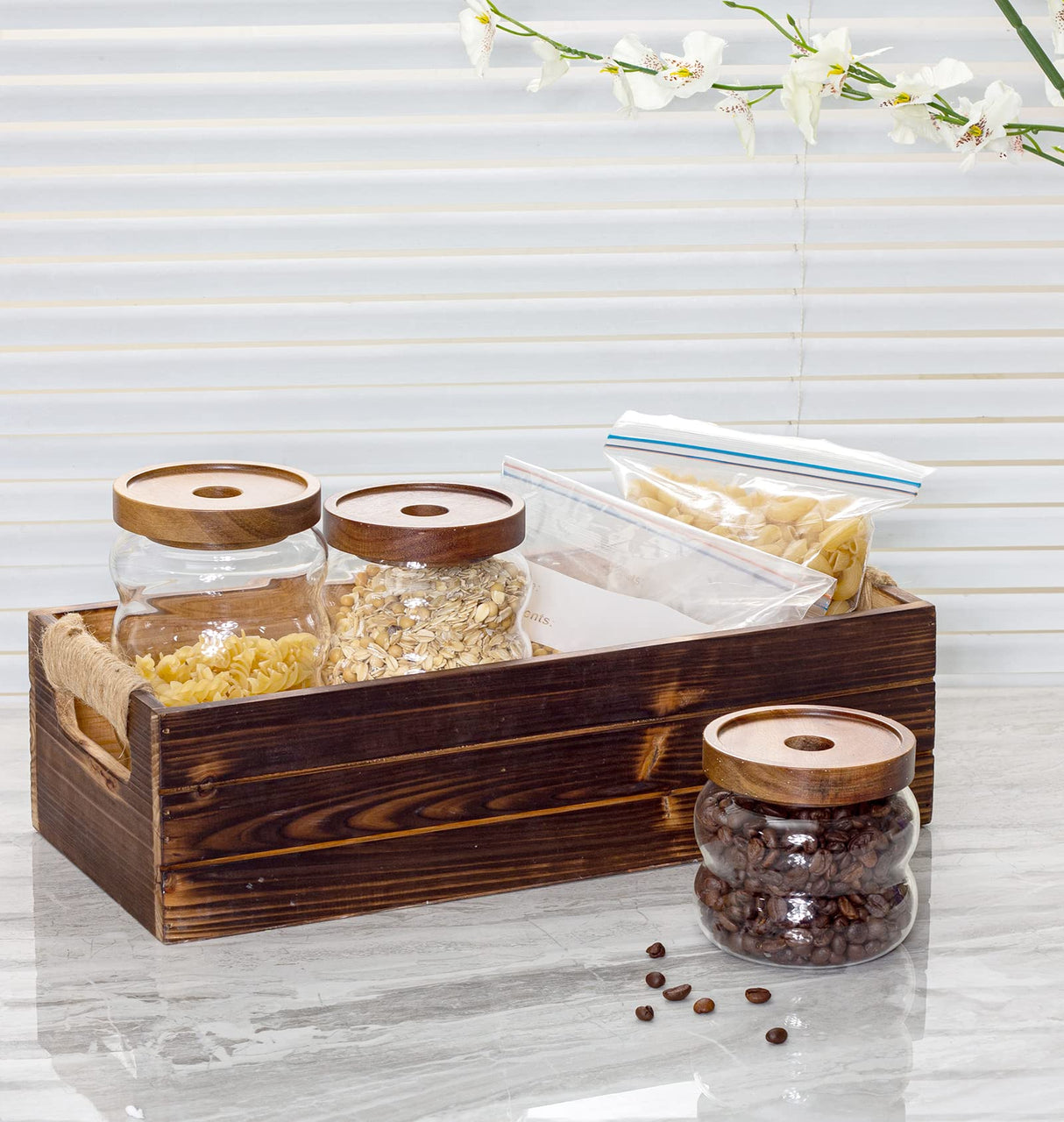 TIMRIS Rustic Wooden Box, Farmhouse Bathroom Decor Box, Wooden Toilet Paper Holder, Toilet Tank Basket, Decorative Storage Container Box (Rustic Brown) TIMRIS