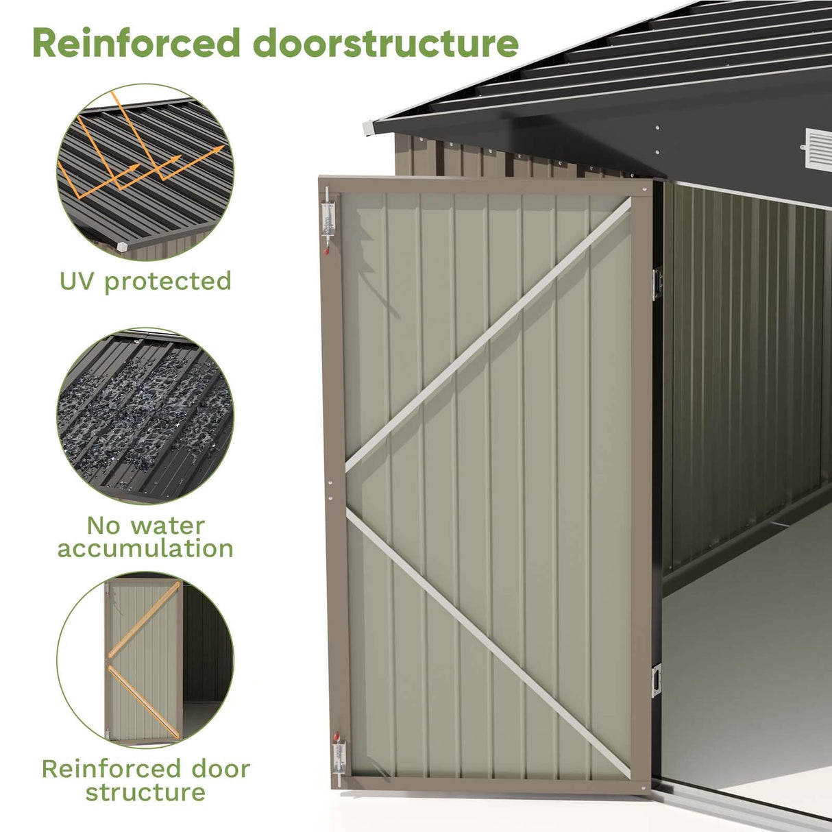 Patiowell 10 x 12 FT Metal Storage Shed for Outdoor, Steel Yard Shed with Design of Lockable Doors, Utility and Tool Storage for Garden, Backyard, Patio, Outside use Patiowell