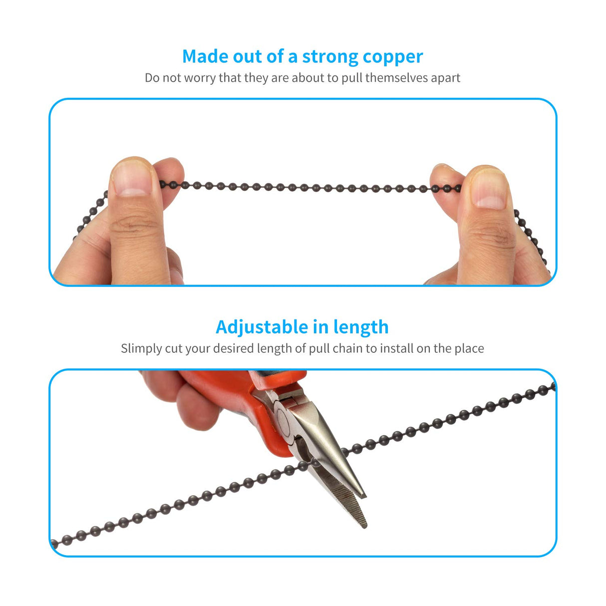 Ceiling Fan Pull Chain , Including 4Pcs Beaded Ball Fan Pull Chain Pendant, Extra 8Pcs Pull Loop Connectors, 2Pcs 36 inches Fan Pull Chain Extension. (Oil Rubbed Bronze) LDCREEE