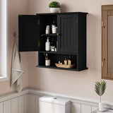 Smuxee Black Wall Cabinet, Small, 2-Door Medicine Cabinet with Adjustable Shelves, Over Toilet, For Kitchen and Laundry Rooms Smuxee