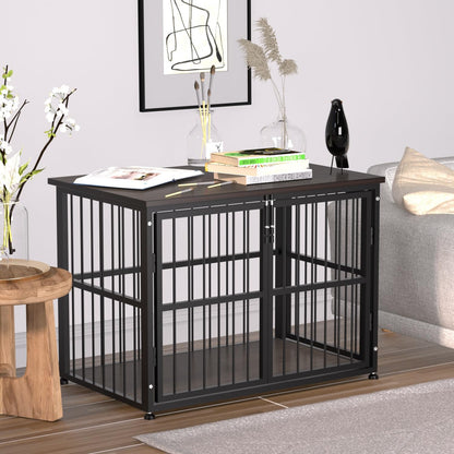 48Inch Heavy Duty Dog Crate Furniture Style for Medium and Large Dogs, Wooden Dog Crate End Table,Decorative Pet Crate Dog House with 3 Doors