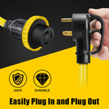 LAZMUMI 30 Amp 15 Feet RV Power Extension Cord Twist Locking, NEMA TT-30P Male to NEMA L5-30R, Heavy Duty 3 Prong 10 Guage STW with Grip Handle and Cord Organizer for RV Trailer Campers LAZMUMI