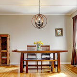 LOG BARN Farmhouse Chandeliers, Faux-Wood Globe Hanging 3-Light Fixture for Dining & Living Room, Bedroom, Foyer and Entryway LOG BARN