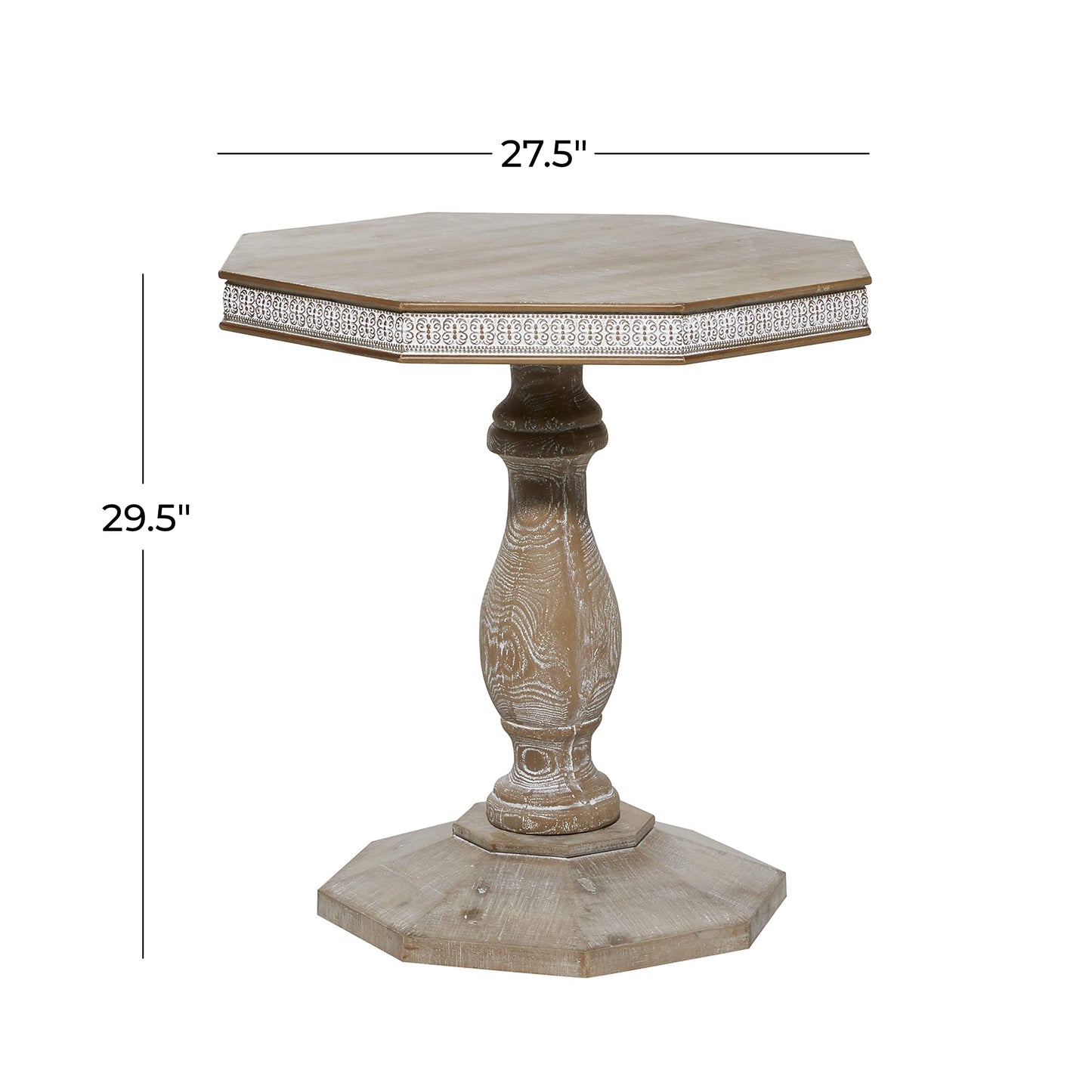 Deco 79 Wood Scroll Handmade Side End Accent Table Intricately Carved End Table, Side Table 28" x 28" x 30", Brown - WoodArtSupply