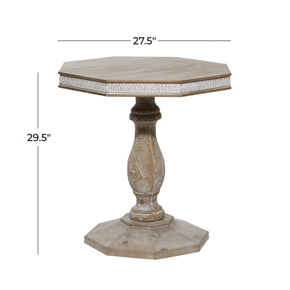 Deco 79 Wood Scroll Handmade Side End Accent Table Intricately Carved End Table, Side Table 28" x 28" x 30", Brown - WoodArtSupply