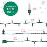 PREXTEX 50 Count Clear Christmas Tree Lights with Green Wire - 10 ft Warm White Twinkle Lights for Indoor or Outdoor Use - Holiday Fairy String Lights for Christmas Trees, Patios, and More PREXTEX