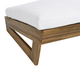 Christopher Knight Home Wicos Modern Acacia Wood Outdoor Sofa with Cushion, Wood Patio Sofa Chair Armless Design, Garden Backyard Outdoor Lounge Sofa Couch with Water-Resistant Cushion, Teak+White Christopher Knight Home