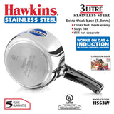 Hawkins 3 Litre Inner Lid Pressure Cooker, Stainless Steel Cooker, Wide Design Pan Cooker, Induction Cooker, Silver (HSS3W) HAWKINS