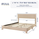 Allewie Full Size Bed Frame with Adjustable Headboard, Upholstered Platform Bed with Wood Slats, Heavy Duty Mattress Foundation, No Box Spring Needed, Noise-Free, Easy Assembly, Beige Allewie