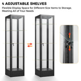 BECHAEO Glass Display Cabinet with LED Light and Lock, 63" Curio Storage Cabinet, 4-Tier Tempered Glass Adjustable Shelves, Metal Display Case for Living Room Playroom Office (Black) BECHAEO