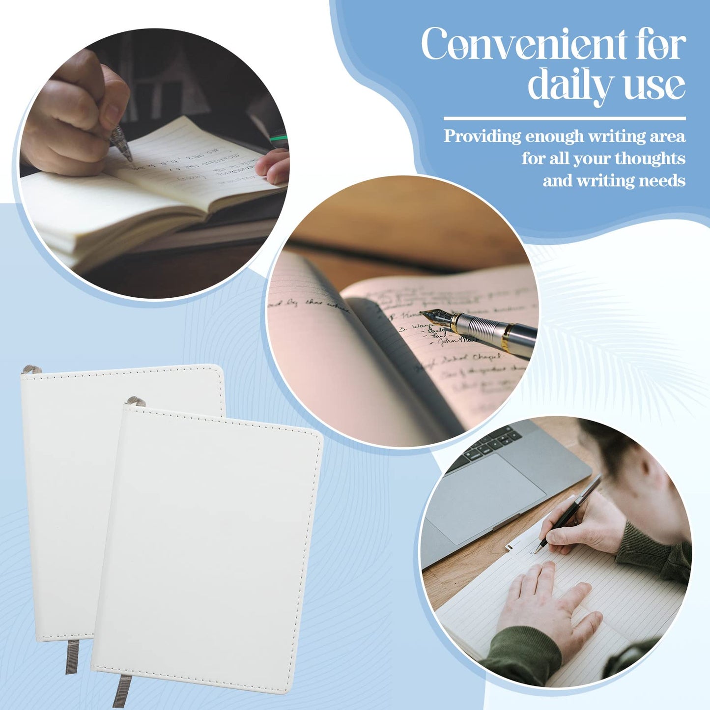 Zonon Sublimation Journal Blank Notebooks A6 190 Pages Thick Faux Leather Notebooks Sublimation Notebooks Leather Sublimation Journal Notebooks for Office Supplies, White