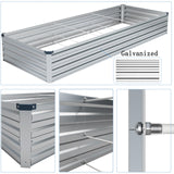 ZUNUDA Galvanized Raised Garden Bed,2 Pcs 10×3×1FT Metal Planting Box for Outdoor Vegetable, Fruit,Planter Gardening (Silver) ZUNUDA