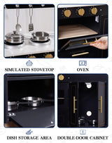 ROBUD Play Kitchen Set - Wooden Marble-Style Kitchen Playset with Realistic Stove, Oven & Sink for Kids Ages 3+ ROBUD