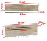 Spiretro Wall Mounted Wood Jewelry Organizer with Metal Bars, Set of 2 Spiretro