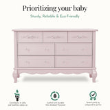 Evolur Aurora 7 Drawer Double Dresser, Dusty Rose Evolur