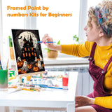 MOGTAA Halloween Paint by Numbers Kit for Adults Beginners with Frame, Ghost Adult Paint by Number Kits on Canvas with Easel, Easy DIY Pumpkin Oil Painting Kits for Home Decor, 8x12in MOGTAA