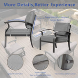RTDTD Aluminum Patio Furniture Set with Fire Pit Table, 7 Seats Patio Outdoor Conversation Set with Swivel Chair Modern Metal Patio Sectional Sofas with Upgrade Cushions for Patio, Backyard (Grey) RTDTD