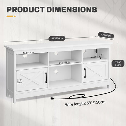 YITAHOME TV Stand for 65 Inch TVs, Entertainment Center with Storage Cabinets, Power Outlet & LED Light, Media Console Living Room Furniture, White