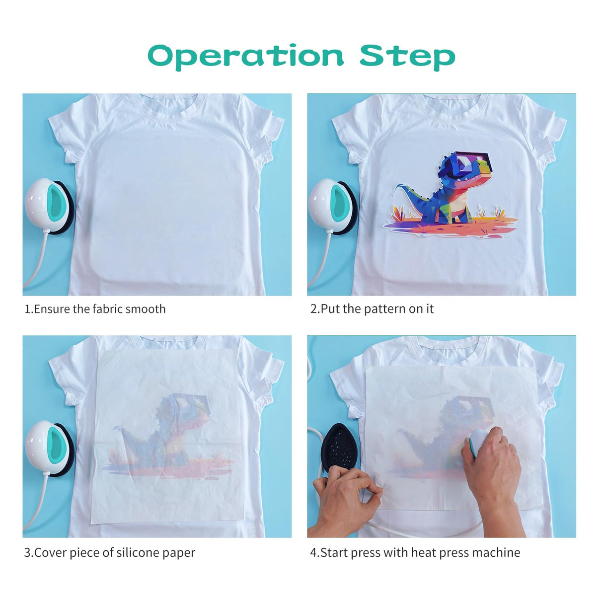 Heat Press Mini Heat Press Machine, Small Heat Press for T Shirts, Hats, Heating Transfer Projects,14 Levels Temperature Setting (White&Green) AST&T