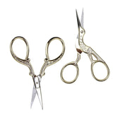AQUEENLY Embroidery Scissors, Stainless Steel Sharp Stork Scissors for Sewing Crafting, Art Work, Threading, Needlework - DIY Tools Dressmaker Small Shears - 2 Pcs (3.6 Inches, Gold) AQUEENLY