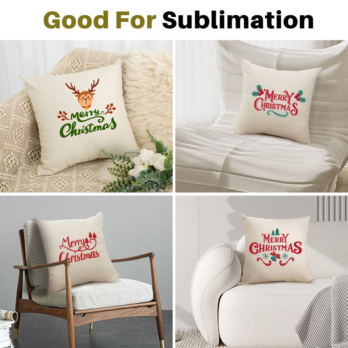 WANZELONYO Throw Pillow Covers Bulk Plain Linen Blank Couch Cushion Case for Vinyl Sublimation HTV Ironing Craft Embroider Decoration 16 x 16 Inch Beige Set of 10 WANZELONYO