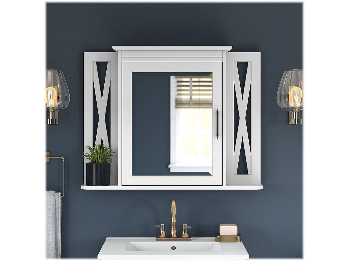 Bush Furniture Key West Bathroom Medicine Cabinet with Mirror, White Ash Bush Business Furniture