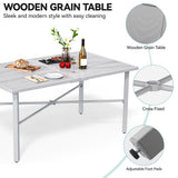 YITAHOME 59" Rectangular Outdoor Patio Dining Table for 6-Person, Outdoor Patio Dining Table with 2" Umbrella Hole and Sturdy Iron Frame Perfect for Lawn Backyard Garden, Gray YITAHOME